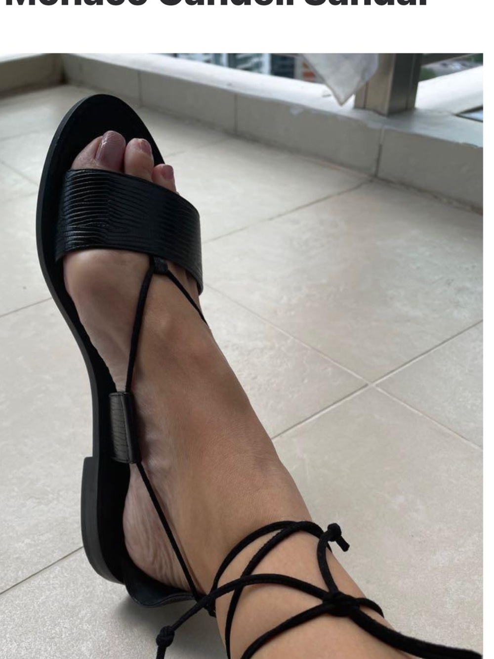 Club Monaco flat lace-up leather sandals Made in Italy.Size 40.